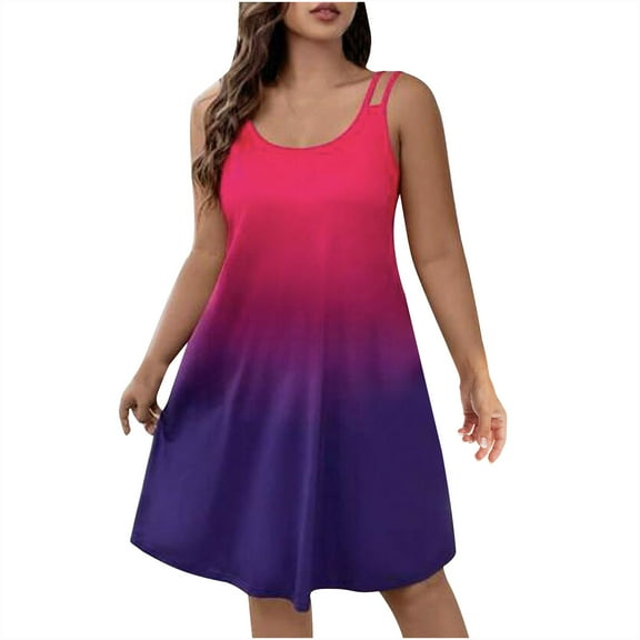 Lmnyox Spaghetti Strap Dress For Women Soft Sleeveless V Neck Mini Dress Summer Lightweight Dress