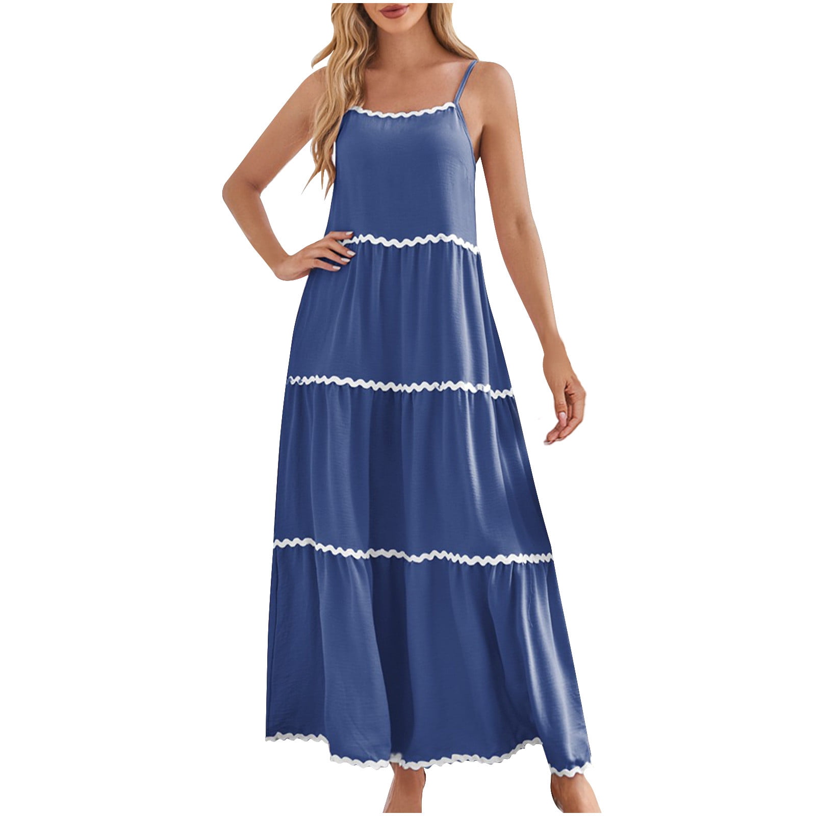 Women’s Maxi Dress V-Neck Spaghetti Strap High-Slit Summer main image 0