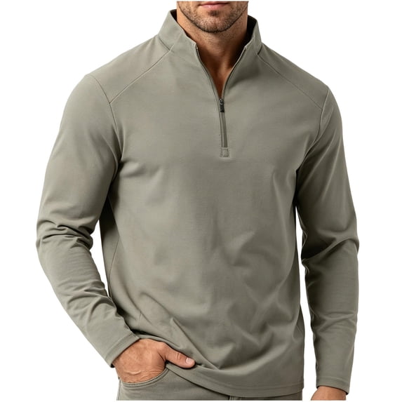 Lmnyox Sports Shirts for Men Long Sleeve Quarter Zipper Mock Neck Pullover Lightweight Athletic T-Shirts