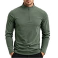 thumbnail image 1 of Lmnyox Sports Shirts for Men Long Sleeve Quarter Zipper Mock Neck Pullover Lightweight Athletic T-Shirts, 1 of 9