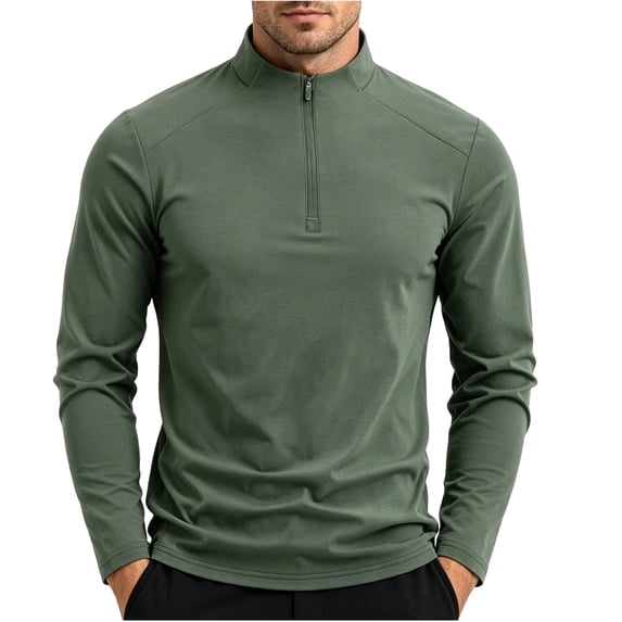 Lmnyox Sports Shirts for Men Long Sleeve Quarter Zipper Mock Neck Pullover Lightweight Athletic T-Shirts