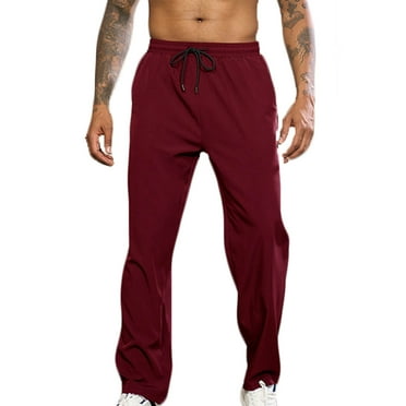 Lmnyox Straight Leg Sweatpants for Men Comfy Drawstring Workout Pants Open Bottom Sport Trousers with Pocket