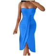 thumbnail image 1 of Lmnyox Strapless Bodycon Dress for Women Summer Off Shoulder Backless Midi Dress Party Club Dress, 1 of 7