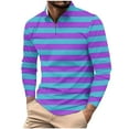 thumbnail image 1 of Lmnyox Striped Golf Shirt for Men Collared Quarter Zip Dressy Casual Tops Long Sleeve Fashion Basic Pullover Shirts, 1 of 5