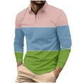 thumbnail image 1 of Lmnyox Striped Golf Shirt for Men Collared Quarter Zip Dressy Casual Tops Long Sleeve Fashion Basic Pullover Shirts, 1 of 5