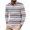 thumbnail image 1 of Lmnyox Striped Golf Shirts for Men Casual Fashion Long Sleeve Collared Button Tops Big and Tall Fall T Shirt, 1 of 5