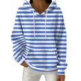 thumbnail image 1 of Lmnyox Striped Hoodies for Women Fashion Long Sleeve Hooded Texture Sweatshirts Casual Loose Pullover with Pocket, 1 of 4