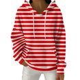 thumbnail image 1 of Lmnyox Striped Hoodies for Women Fashion Long Sleeve Hooded Texture Sweatshirts Casual Loose Pullover with Pocket, 1 of 4