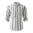 thumbnail image 1 of Lmnyox Striped Shirts for Men Dressy Casual Long Sleeve Shirts Slim Button Down Collared Cotton Linen Shirt, 1 of 6