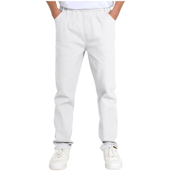 Lmnyox Suit Pants for Kids Solid Color Elastic Waist School Uniform Vintage Pull On Pants with Pockets