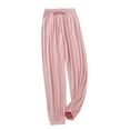 thumbnail image 1 of Lmnyox Summer Casual Drawstring Pants for Women Flowy Straight Leg Trousers Lightweight Lounge Pants, 1 of 6