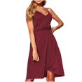 thumbnail image 1 of Lmnyox Summer Casual Sleeveless Dress for Women Spaghetti Strap V Neck Midi Dress Flowy A Linen Sundress, 1 of 3