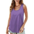 thumbnail image 1 of Lmnyox Summer Casual Tank Tops Women's Scoop Neck Sleeveless Fashion Shirts Solid Color Loose Basic T Shirts, 1 of 8