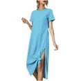 thumbnail image 1 of Lmnyox Summer Fashion Dress for Women Short Sleeve Crew Neck Maxi Dress Casual Flowy Long Dress, 1 of 4