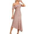 thumbnail image 1 of Lmnyox Summer Fashion Midi Dress for Women Flowy One Shoulder Dress Cocktail Party Club Dress, 1 of 7