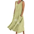 thumbnail image 1 of Lmnyox Summer Loose Casual Dress for Women Sleeveless Scoop Neck Long Dress with Pocket Flowy Print Dress, 1 of 7