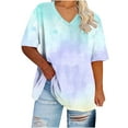 thumbnail image 1 of Lmnyox Summer Plus Size T Shirt for Women XL-5XL Loose Short Sleeve V Neck Shirts Casual Fashion Print Oversized Tee, 1 of 4