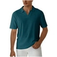 thumbnail image 1 of Lmnyox Summer Shirts for Men Short Sleeve V Neck Golf Shirt Classic Fashion Collared Eyelet Blouses Tops, 1 of 8