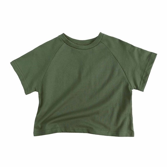 Lmnyox Summer Short Sleeve Shirt for Kids Cotton Solid Color Crew Neck T Shirt Toddler Baby's Basic Tees Tops