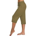 thumbnail image 1 of Lmnyox Summer Stretchy Capris for Women Elastic High Waist Capri Pants with Pocket Lightweight Yoga Capris, 1 of 6