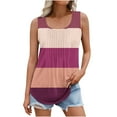 thumbnail image 1 of Lmnyox Summer Striped Tank Tops for Women Trendy Sleeveless Round Neck Shirts Casual Fashion Tops, 1 of 5