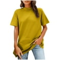 thumbnail image 1 of Lmnyox Summer T Shirt Womens Short Sleeve Solid Color Fashion Tee Shirt Dropped Shoulder Crew Neck Loose Shirts, 1 of 4