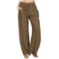 thumbnail image 1 of Lmnyox Summer Wide Leg Pants for Women Elastic Waist Drawstring Pants with Pocket Lightweight Lounge Pants, 1 of 7
