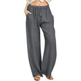 thumbnail image 1 of Lmnyox Summer Wide Leg Trousers for Women Flowy High Waist Lounge Pants Casual Palazzo Pants with Pocket, 1 of 6