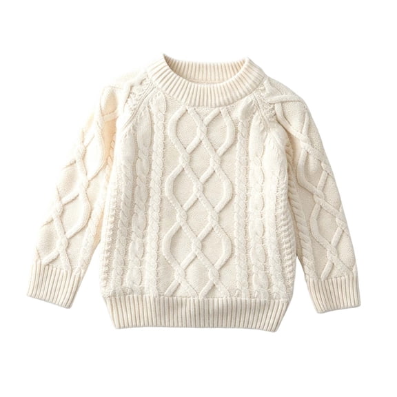 Lmnyox Sweaters for Girls Casual Plain Crew Neck Warm Cable Knit Pullover Fall Winter Comfy Sweaters