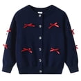 thumbnail image 1 of Lmnyox Sweaters for Girls Plain Bow Knot Button Down Long Sleeve Crew Neck Cardigan Cute Warm Knit Jackets, 1 of 4