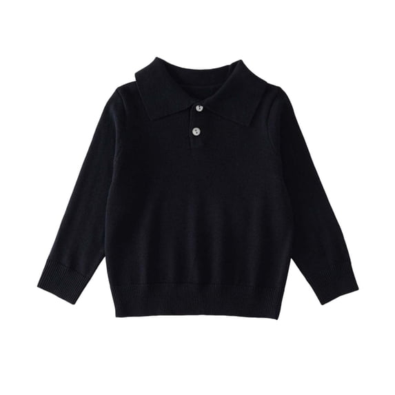 Lmnyox Sweaters for Kids Casual Solid Color Long Sleeve Button Collared Pullover Fall Winter Warm Tops