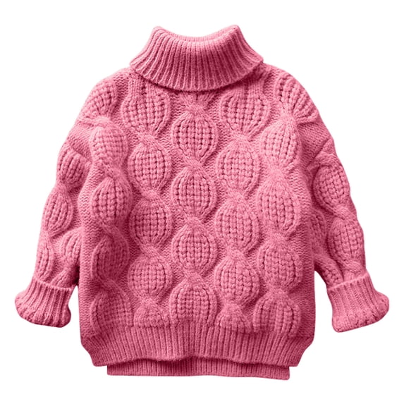 Lmnyox Sweaters for Kids Casual Solid Color Turtleneck Cable Knit Sweater Tops Warm Long Sleeve Pullover