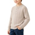 thumbnail image 1 of Lmnyox Sweaters for Kids Fall Winter Solid Color Button Crew Neck Pullover Long Sleeve Knitted Sweater Tops, 1 of 9