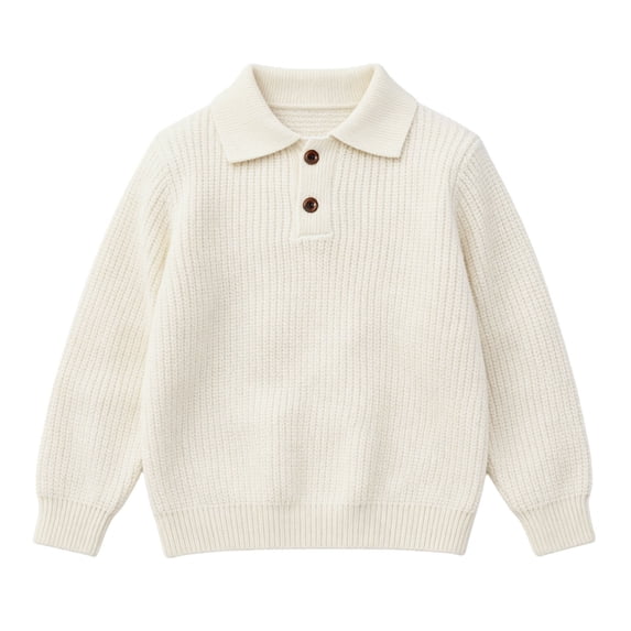 Lmnyox Sweaters for Kids Plain Long Sleeve Button Collared Knit Pullover Casual Loose Sweaters with Pockets