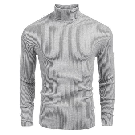 Lmnyox Sweaters for Men Fashion Winter Warm Turtleneck Long Sleeve Knit Tops Solid Color Sweater Pullover