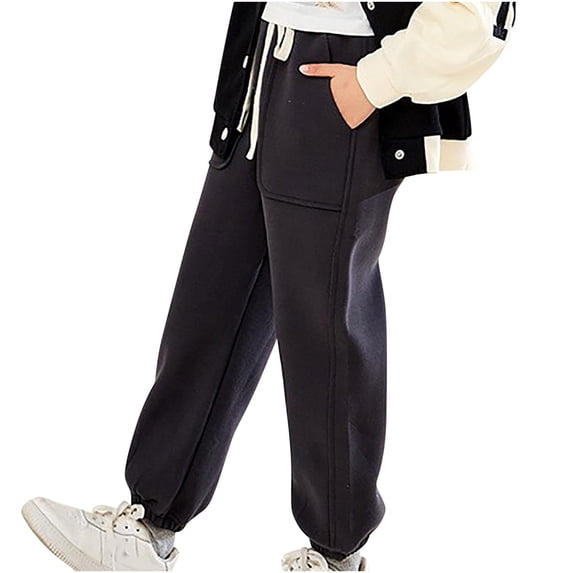 Lmnyox Sweatpants for Kids Classic Loose Drawstring Cuffed Joggers Casual Workout Pants with Pockets