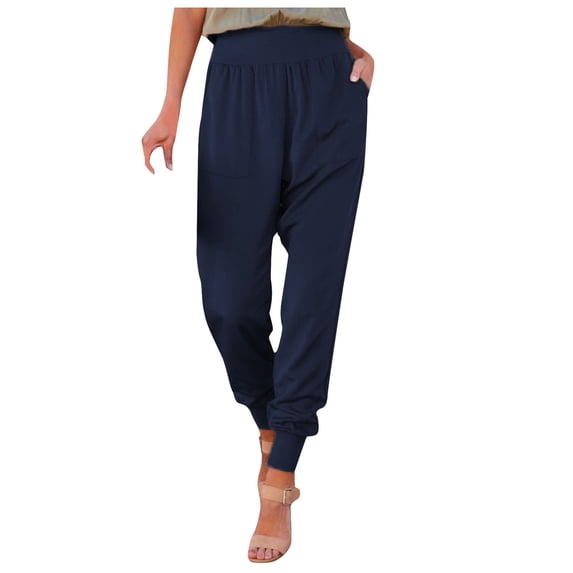 Lmnyox Sweatpants for Women Elastic High Waist joggers with Pocket Summer Casual Athletic Trousers