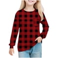 thumbnail image 1 of Lmnyox Sweatshirts for Kids Classic Plaid Crew Neck Long Sleeve Pullover Fashion Sports Tops with Pocket, 1 of 7