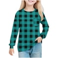 thumbnail image 1 of Lmnyox Sweatshirts for Kids Classic Plaid Crew Neck Long Sleeve Pullover Fashion Sports Tops with Pocket, 1 of 7
