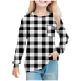 thumbnail image 1 of Lmnyox Sweatshirts for Kids Classic Plaid Crew Neck Long Sleeve Pullover Fashion Sports Tops with Pocket, 1 of 7