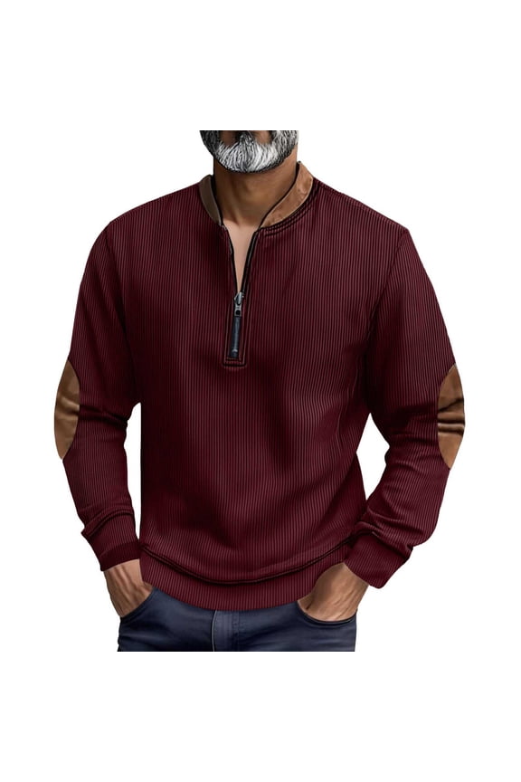 Sweatshirts for Men Classic Vintage Half Zip Stand Collar Pullover Tops Fashion Casual Solid Shirts