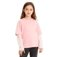 thumbnail image 1 of Lmnyox T-Shirts for Boys and Girls Lightweight Patchwork Long Sleeve Crew Neck Pullover Casual Loose Sports Tee Shirts, 1 of 8