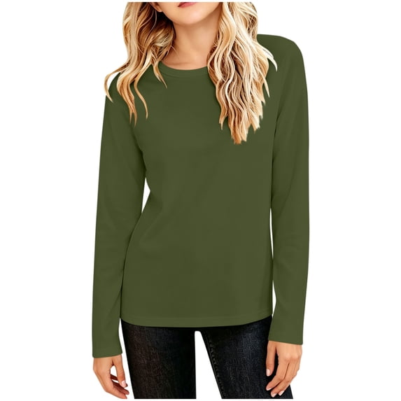 Lmnyox T-Shirts for Kids Solid Color Long Sleeve Crew Neck Lightweight Pullover Casual Sports Undershirts