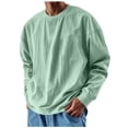thumbnail image 1 of Lmnyox T-Shirts for Men Loose Solid Color Long Sleeve Workout Pullover Shirts Casual Crew Neck Sports Tee, 1 of 5