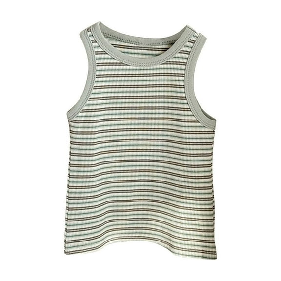 Lmnyox Tank Tops for Toddler Kids Crew Neck Sleeveless Cotton Tee Boys Girls Summer Striped Cute Shirts
