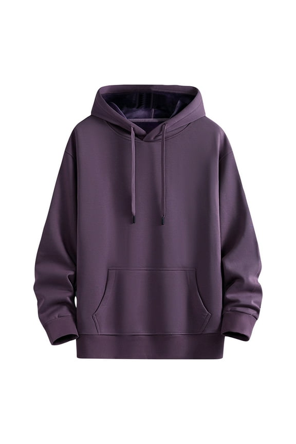 Thick Sweatshirts for Men Solid Fleece Lined Thermal Hoodies Fall Winter Casual Pullover Tops with Pocket