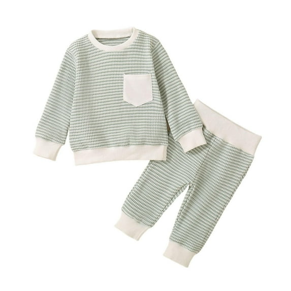 Lmnyox Toddler Baby's Lounge Set Striped Long Sleeve Crew Neck Shirt and Pants Set 2 Piece Fall Winter Outfits