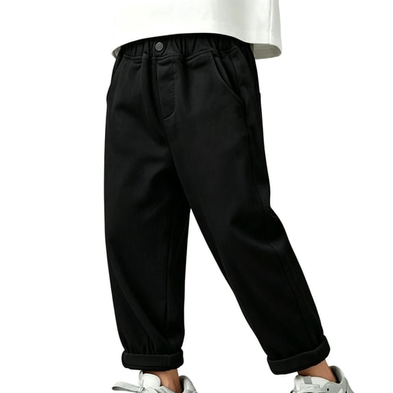 Lmnyox Toddler Boy's Pants Loose Plain Elastic Waist Cargo Pants Casual Fashion Trousers with Pockets