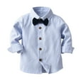 thumbnail image 1 of Lmnyox Toddler Boys 3 Piece Outfit Long Sleeve Button Formal Shirts and Suspender Pants Set with Bow Tie, 1 of 7