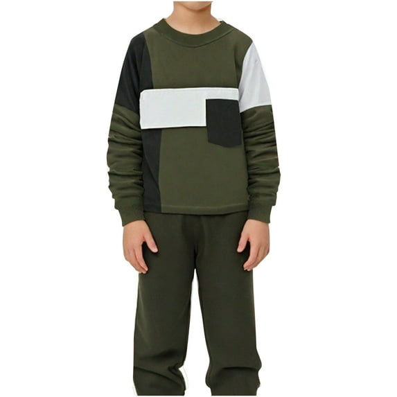 Lmnyox Toddler Boys Girls Sweatsuit Set 2 Piece Athletic Outfits Long Sleeve Patchwork Pullover Sweatpants Set Activewear
